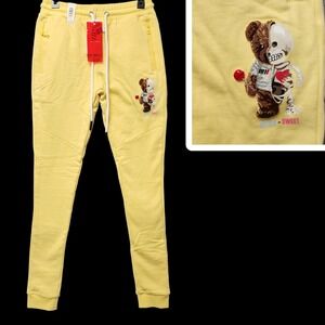 Fifth Loop Bittersweet Joggers Mens Small Yellow Bear Skeleton NEW PLEASE READ